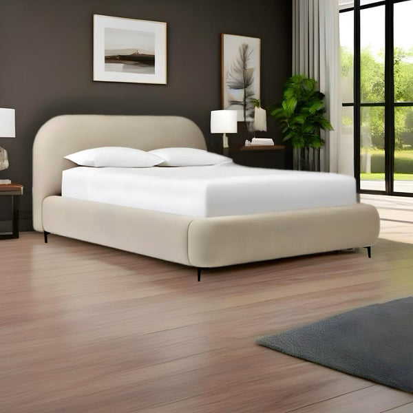 Rom- מיטה זוגית מרופדת בעיצוב חצי עגול מודרני