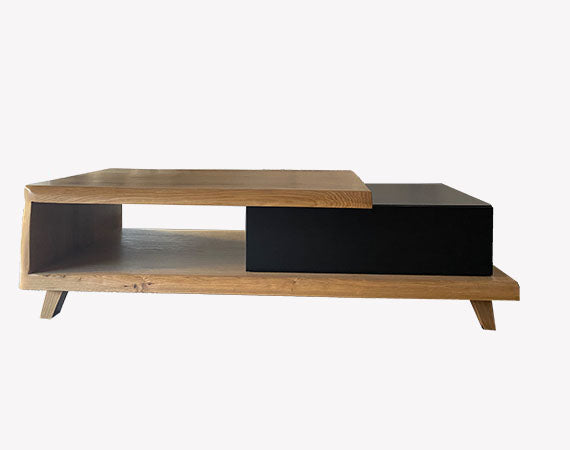 Armin black- שולחן סלון מעץ אלון מלא שילוב של שחור ועץ