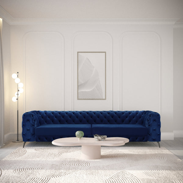 button- ספה דו מושבית לסלון בעיצוב קפיטונאז' ובד קטיפה רחיץ